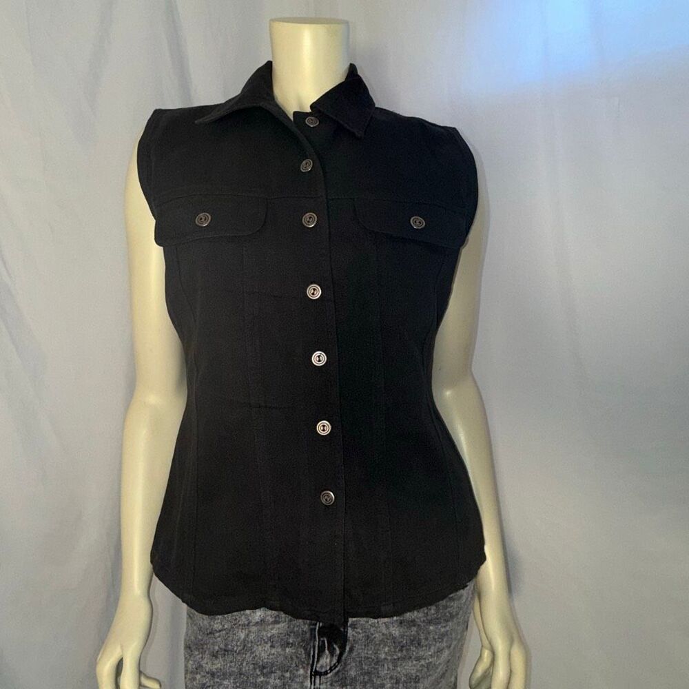 Vintage Forenza Sleeveless Button Front Denim Vest Top S — Y2K Utility Cotton Sh